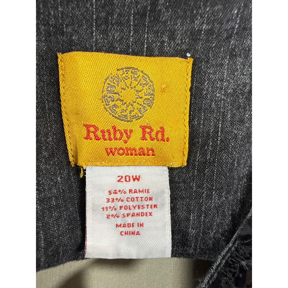 Ruby Rd 20W Black Embellished Denim Jacket Rhinestone Gem Ruffle 3/4 Sleeve‎ - Picture 10 of 11